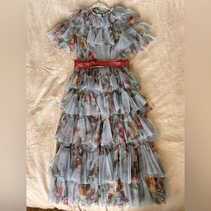 Blue floral midi dress